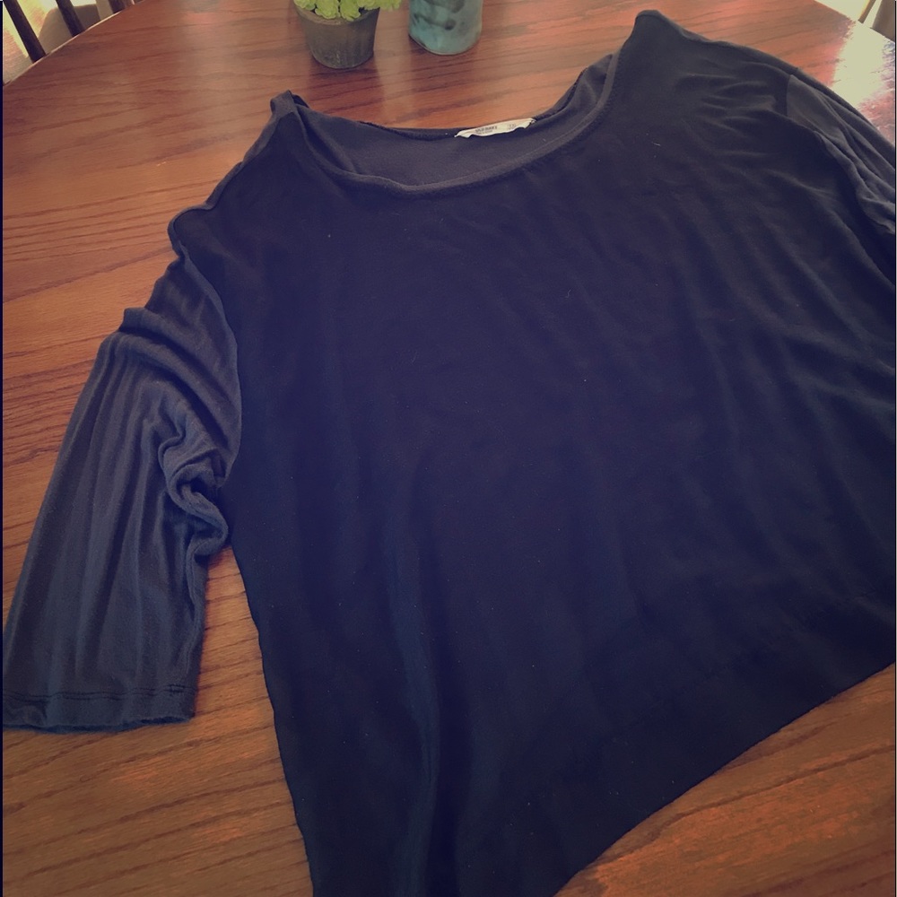 Navy blouse with sheer front